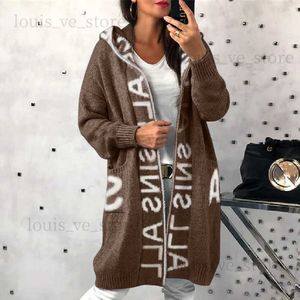 Kobiet Sweters list z kapturem sweter z dzianiny Kobiety Kobiety Sprężyna jesień zima sweter dzianin miękki płaszcz luźny długą kurtkę swetra kardigan T231204