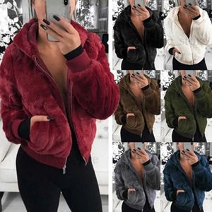 Damen Pelz Kunstpelz Damen Herbst Winter Dicker Mantel Warme weiche Samtjacke Lässiger Pelz Warmer Reißverschluss Hoodie Lässiger mehrfarbiger Kapuzenmantel T231204