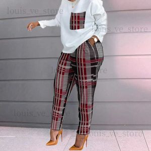 Women's Two Piece Pants Two Piece Sets for Women Casual Print Pants Matching Suit Elegant Females Tracksuit Long Sleeve Top and Pants Set Outfits 2023 T231204