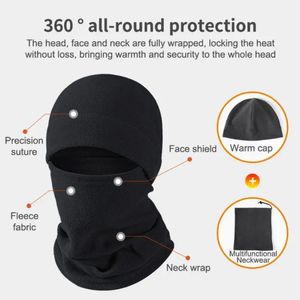 Cykelmassor Masker Set Winter Fleece Hat and Scarf Set Thermal Head Cover Tactical Warm Balaclava Face Mask Neck Warmer Cycling Ski Scarf Hat 231204