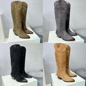 Isabel Knee-high Denvee Boots Suede Shoes Tall Paris Fashion Perfect Denvee Boots Original Genuine Real Photos YJHF