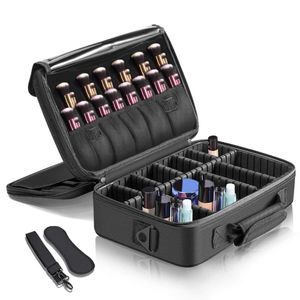 Estojo de trem de maquiagem com 3 camadas, à prova d'água, bolsa de maquiagem para viagem, kit organizador de cosméticos, estojo de armazenamento artístico, suporte de escova com ajusteabl2067