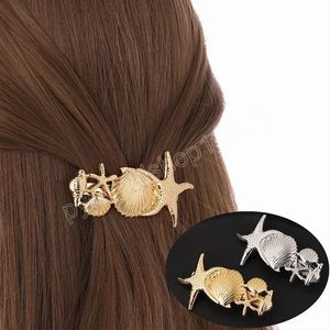 Donna Ocean Seas Shell Springs Forcine per stelle marine Barrette per capelli per ragazze Fermagli per capelli in argento dorato Accessori per capelli per capelli