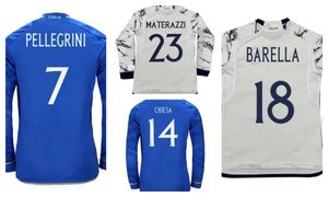2023 Italys verrattiメンズサッカージャージーナショナルチームピナモンティトッティラスパドーリチエサバレラボヌッチホームアウェイエディション特別版フットボール