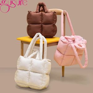 Sacos de noite Gusure Inverno Mulheres Espaço Bolsa de Algodão e Bolsa Casual Senhoras Sacos de Ombro Moda Puffy Down Shopper Bolsas Sac 231204