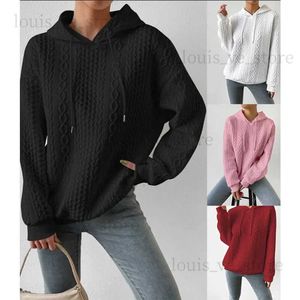 Moletons femininos moletons da primavera e do outono Casual Casual Jacquard Capuz Lace Up Sweater de pulôver de manga longa T231204