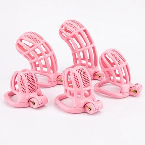 Cockrings 5 Sizes Honeycomb Pink Sissy Male Chastity Cage 3D Printed Lightweight Penis Cock Lock With 4 Base Ring Sex Toys For Men 231204