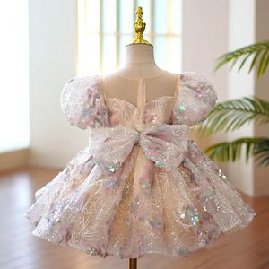 Girl's Dresses Children Evening for Girls 3 12 14 Years Kids Birthday Party Luxury Fluffy Ball Gown Wedding Prom Formal Lace Dress 231204