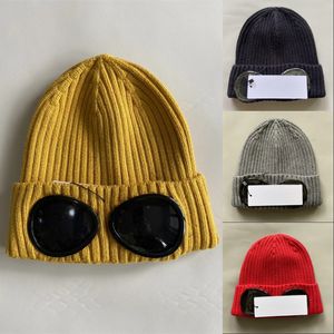Мягкая зимняя шапка в рубчик с вязаными линзами, дизайнерская шапка-тюбетейка, уличный хип-хоп, вязаный толстый флисовый теплый чепчик с двумя очками, простой ga040