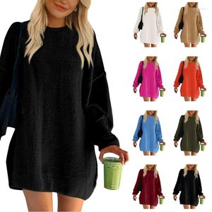 Kvinnors tröjor Solid Casual Pullovers Fashion Chic Long Sleeve O-Neck Classic Retro Streetwear Sweater Top Clothing