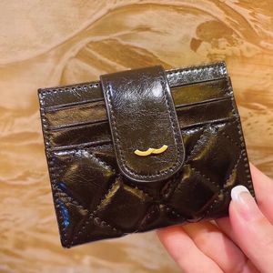 Mini-Geldbörse, 10 cm, Damen-Kartenhalter, Ölwachs-Leder, Diamant-Check, Gold-Hardware, Metallschnalle, Luxus-Tragetasche, Multi-Pocket-Kollektion, Designer-Clutch-Taschen, Herren-Geldbörse, Sacoche