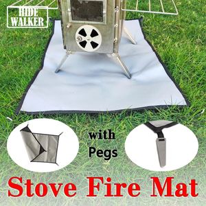 Stoves Camping Fireproof Cloth BBQ Grill Mat Flame Retardant for of Tent Outdoor Fire Pit Protective 231204