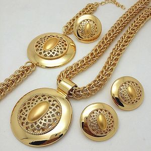 Colar Brincos Conjunto Dubai 18K Banhado A Ouro Jóias De Luxo Jóias Mulher Mama Nigéria Bead Para Casamento Tradicional Jóias De Noiva