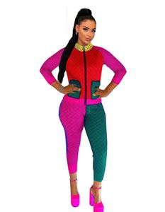 Nowy Desinger Spring Women's Colorful Contrast Dwie Peice Set Kurtka+Panting Jogging Suits Women Y2K Tracksuits Designer Casual With Zipper