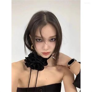 Choker Big Rose Flower Necklace For Women Temperament Adjustable Chain Black White Fashion Sexy Jewelry Gifts Accseeories