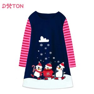 Mädchen Kleider DXTON 2024 Weihnachten Baby Mädchen Streifen Ärmel Kinder Baumwolle Kostüm Schneemann Kinder Weihnachten Kleidung Cartoon Kleid 231204