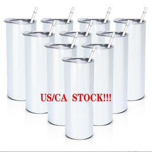 US/CA Stock 20oz Sublimation Tumblers Mugs Stainless Steel Insulated Double Walled Thermos Water Bottles 25pcs/Carton Fast Delivery 0324