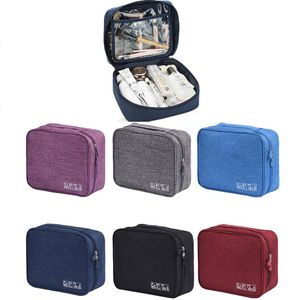 Bolsa de maquillaje para mujer de alta capacidad, bolsa de aseo con cremallera, bolsa de viaje portátil, bolsa de cosméticos para mujer con 6 colores, envío 243g