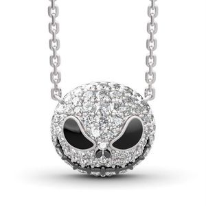 Nightmare before Christmas Skeleton Necklace Jack Skull Crystals Pendant Women Witch Necklace Goth Gothic Jewelry Whole J1218221R