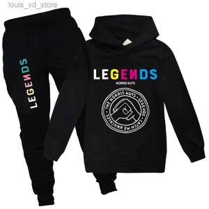 Kläderuppsättningar 2 -stycken Set nya legender Norris Nuts Hoodies Pants Suit For Teens Girl Boys Cartoon Anime Sweater Suit Kids Autumn Clothes T231204