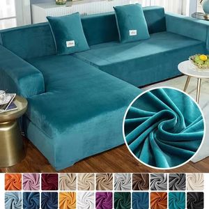 Stol täcker sammet soffa täckning tjock elastisk 1 2 3 4 -sits för vardagsrum plysch lformad hörn soffa 231204