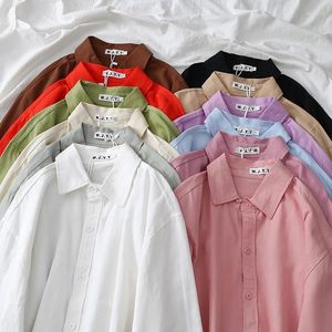 Women's Blouses Pure Cotton Shirt Korean Fashion Solid Color Single Breasted Blouse Female Spring Fall 2023 Casual All Match Basic Tops