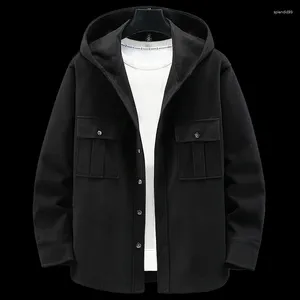 Men's Jackets Spring And Autumn Men Jacket Woolen Hooded Casual Coats Long Sleeve Plus Size 11XL Windbreakers Male Black Streetwear