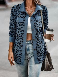 Kvinnors jackor för kvinnor täcka höst mode leopard tryck knapp långärmad lapeljacka Europe Amerika kvinnliga kläder