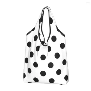 Shopping Bags Large Reusable Cute Polka Dot Grocery Recycle Foldable Eco Bag Washable Lightweight