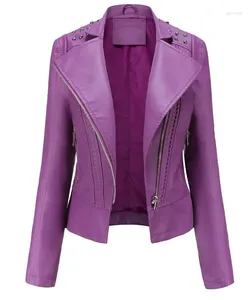 Women's Leather European Size Spring Autumn Women Punk Jacket Thin Faux Jackets Basic Coat