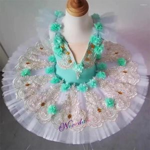 Palco desgaste flor meninas profissional bailarina ballet tutu para criança adulto roupas de dança crianças cisne panqueca traje vestido