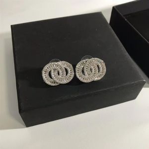 Women's Stud Earrings Diamond Crystal Tassel Perfect Fusion Designer Earring Designer Brand Two Letters Gift Jewelry High Qua217T