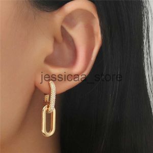 Stud Fashion Statement Earrretro Micro Inlaid Zircon Geometric Earrings Paper Clip Link Earrpendant Smycken Tillbehör J231204