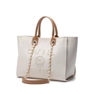 Designer de moda clássico sacos noite luxo ch bolsa pérola marca etiqueta mochila das mulheres bolsas praia bolsa feminina lona mão b250k