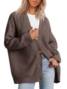 Maglioni da donna 2023 Autunno e Inverno Nuovo semplice maglione cardigan in tinta unita con bottoni Donna T231204