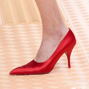 Red Heels Dress Shoes Designers High Heel Luxurys Pump Womens Stiletto Heel Sandals 9cm Sexy Pointed Toe Fashion Satin Party Evening shoes factory footwear With box