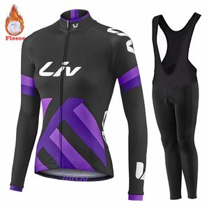 Cycling Jersey Sets LIV Cycling Clothing Winter Thermal Fleece Bicycle Cycling Jersey Set Lady Ropa Ciclismo Long Sleeve Mountain Bike Clothes 231204