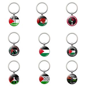 Kristal Cam Filistin Kolye Anahtarları Yuvarlak Şekli Gözlük ve Alaşım Araç Anahtar Zinciri İyi Barış Anahtarlı Hediye 12 Stil