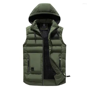 Men's Vests Autumn Vest Winter Down Casual Sleeveless Jacket Thickened Warmth Colete Coat Hat Detachable