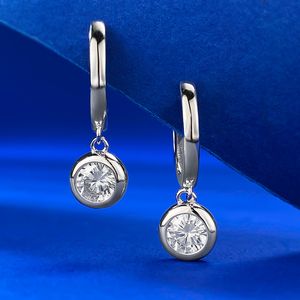 Solitaire Moissanite Diamond Dangle Earring 100% Real 925 Sterling Silver Wedding Drop Earrings for Women Bridal Jewelry Gift