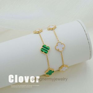 Van Clover bracelet 2024 niche new ins light luxury double sided lucky clover bracelet simple non fading jewellery gift