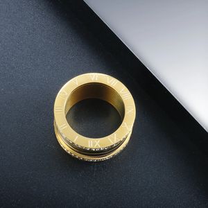 Eheringe 12 mm breit Punk römische Ziffer Ring für Männer Frauen Liebhaber Paar Luxus Strass Edelstahl Fing Trendy Schmuck 231204