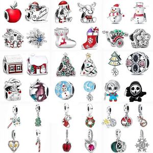 Luźne kamienie szlachetne 2023 Prezent Bożego Narodzenia 925 Srebrny Święty Święty Święty Claus Reindeer Snowman Bead Fit Oryginalny urok Bransoletka DIY Jewelry dla kobiet biżuteria