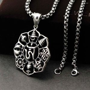 Pendant Necklaces Men's Stainless Steel Lotus Ohm AUM Hindu OM Brahman YOGA Yogi Necklace304e