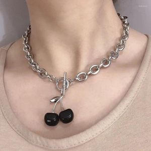 Kedjor punk söta körsbärshalsband gotiska silver färg metall choker för kvinnor flickor pendelled kedja party smycken gåvor