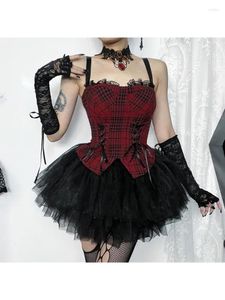 Zbiorniki damskie gotyckie ciemne punkowe seksowne temperament Slim Fit Tops Harajuku Y2K Vintage Christmas Red Camisole 2024 Autumn Women