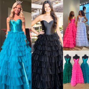 Ruffle Formal Evening Dress 2k24 Corset Bodice High Slit Lady Pageant Prom Cocktail Party Gown Saudi Arabia Red Carpet Runway Drama Black-Tie Homecoming Gala Black