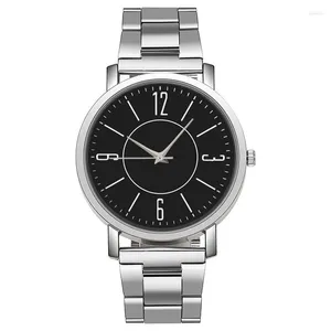 腕時計のカップルは男性のための監視女性のライフウォータープルーフクォーツハンドクロックシンプルデジタルダイヤルステンレス鋼の時計