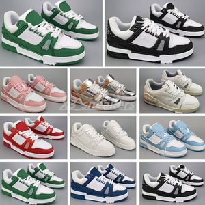 2024 Män sneakers Virgil Trainer Running Shoes Black White Pink Casual mode Tryckt Lågskoplattform Läder Designer Gummi utomhus Walking 36-45 x26