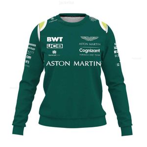 Mens Hoodies Sweatshirts 2023 Ny Aston Martin Långärmad tröja F1 Formel 1 Racing 3D-tryck Mens och Womens Sports Fashion Round-Neck Children